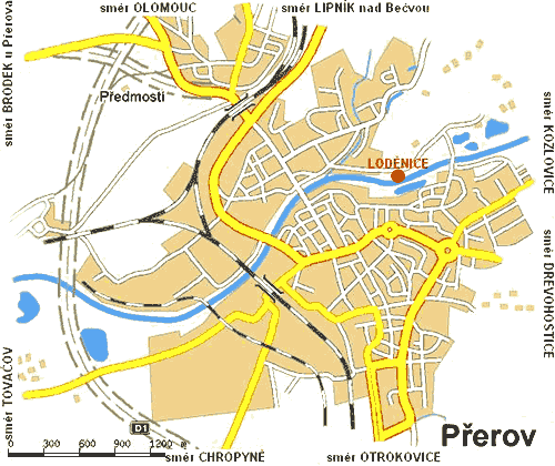 Loděnice Přerov - umístění na mapě Přerova